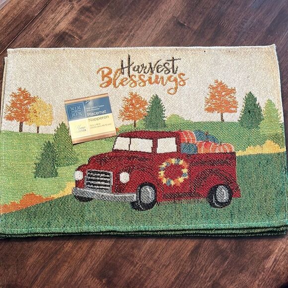 Home Collection Set of 4 Tapestry Cotton Blend Placemats “Harvest Blessings” - Picture 1 of 16